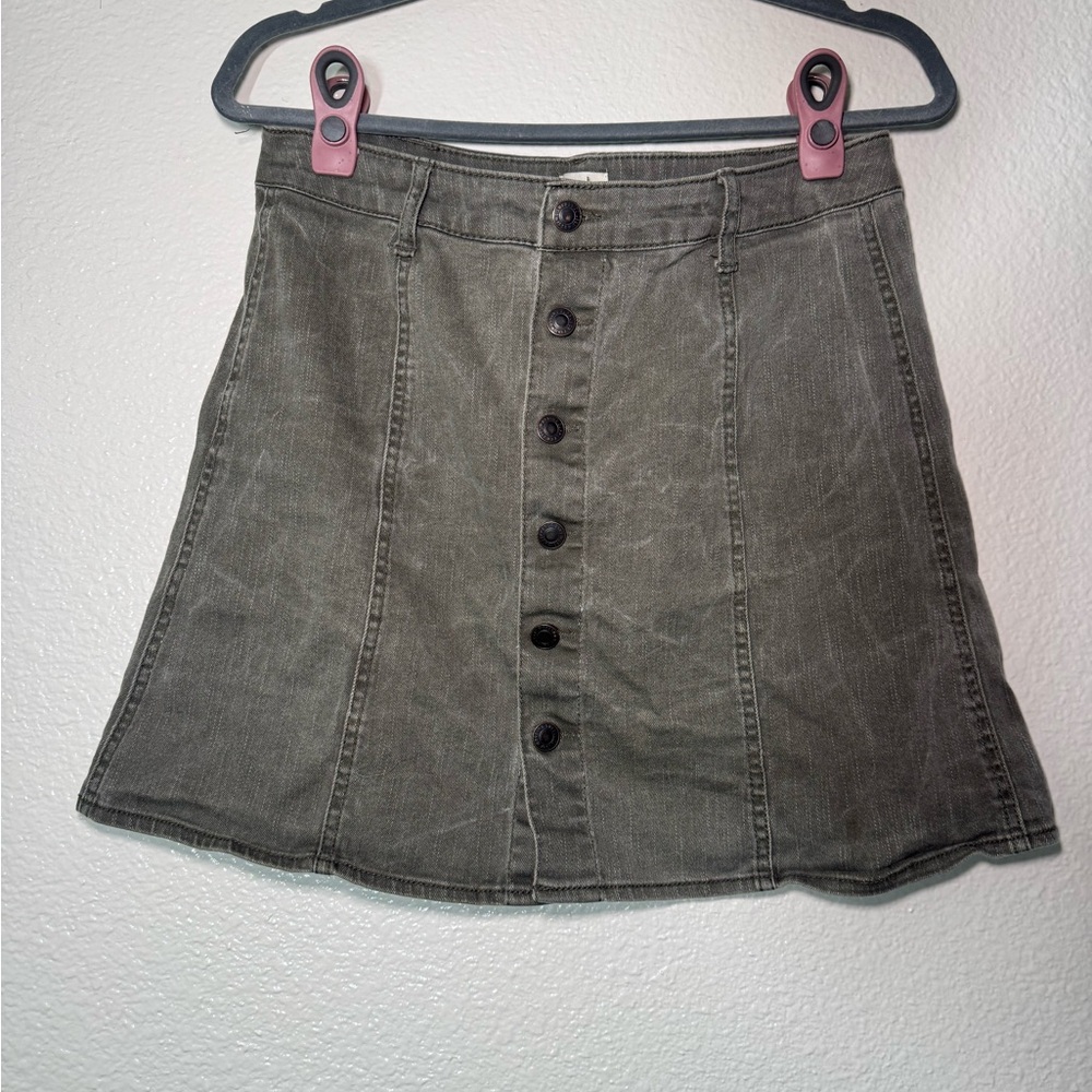Mossimo Supply Co. Olive Green Button-Front Mini Skirt